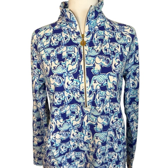 Lilly Pulitzer Skipper Popover Bomber Blue Get Trunky Small Elephant Sporty EUC - Picture 4 of 12